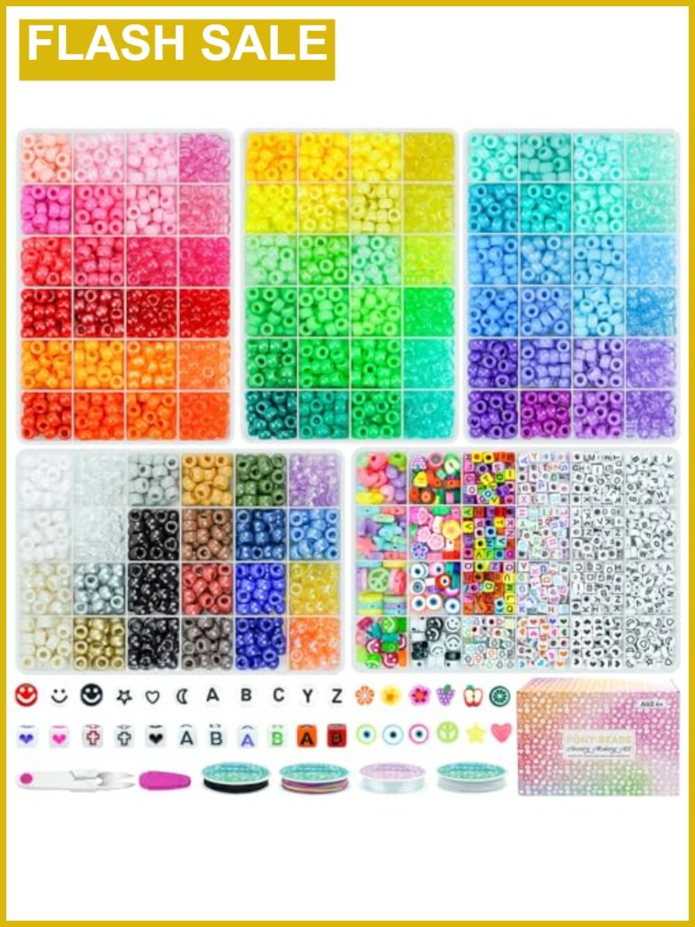 Bracelet Making Kit Pony Beads 3500Pcs Letter Beads Jewelry Craft Kandi